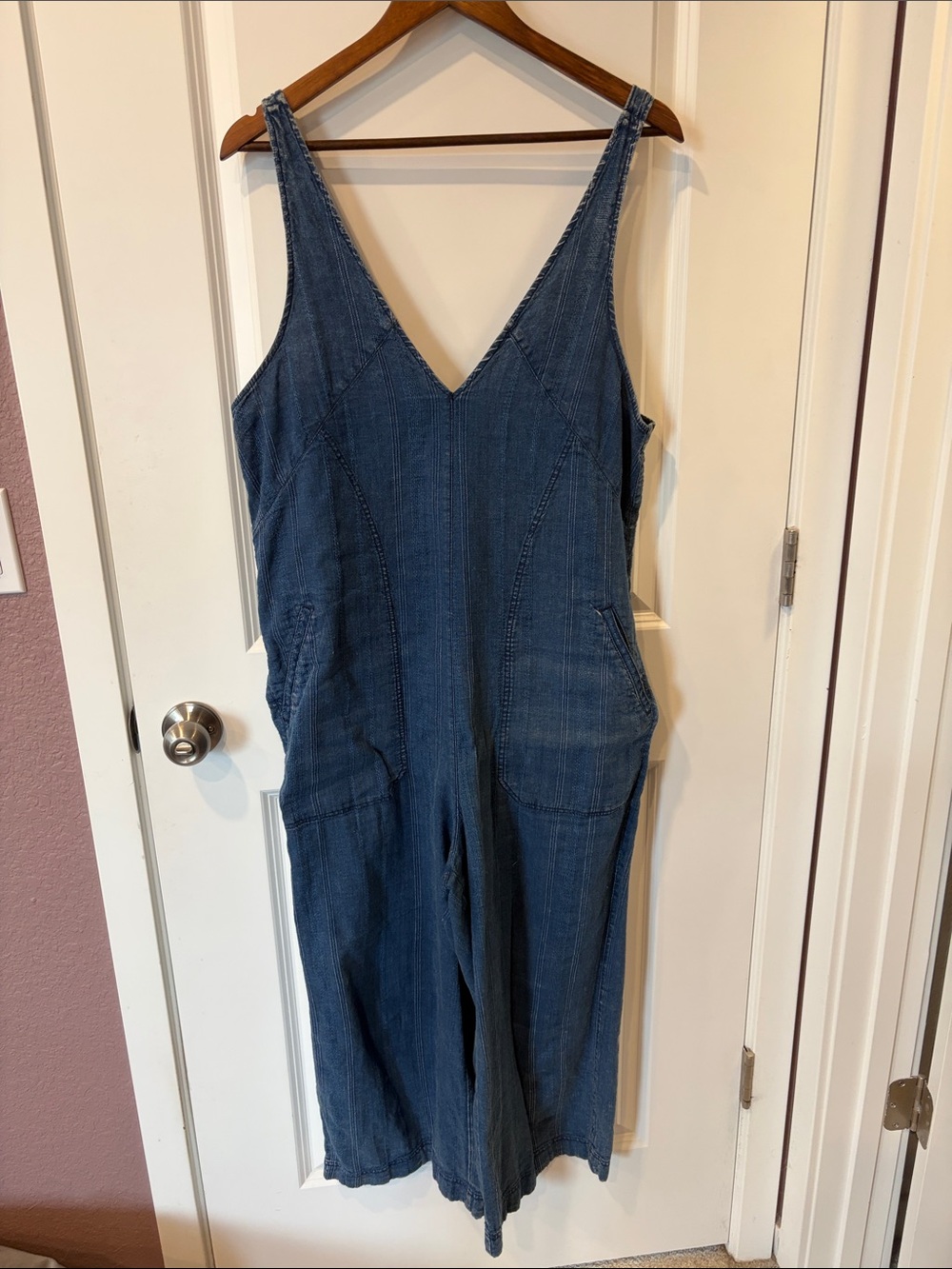 Pilcro Indigo Denim-Style Women’s One-Piece Romper- Anthropologie- Pilcro